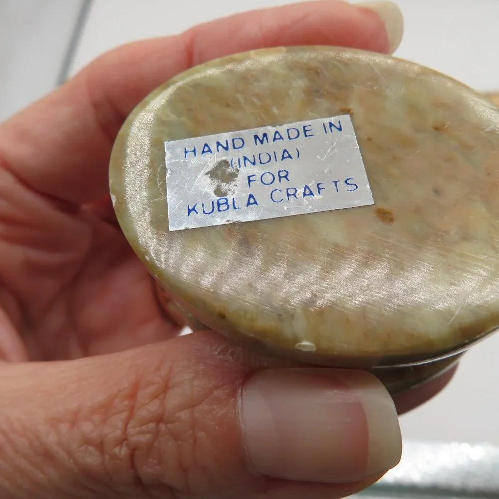 Soapstone Mother Of Pearl Trinket Box